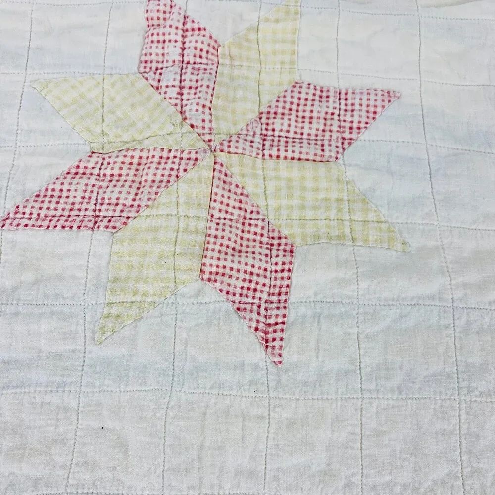 Vintage Handmade Virginia Star Quilt Block 20x20 Cotton Quilt Piece Craft Decor